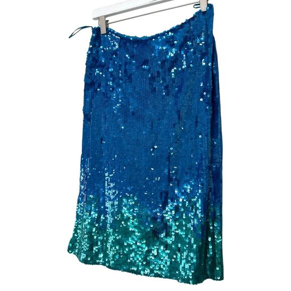 NWT French Connection Blue Green Ombre Sequin Pencil Skirt Size 6 - Picture 6 of 12